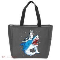 Siberian Husky Shark Jawsome Dog Lover Gifts Space Galaxy Tote Bag thumb 0