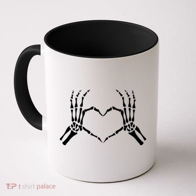 Skeletons Hands Shaped Heart Halloween Coffee Mug