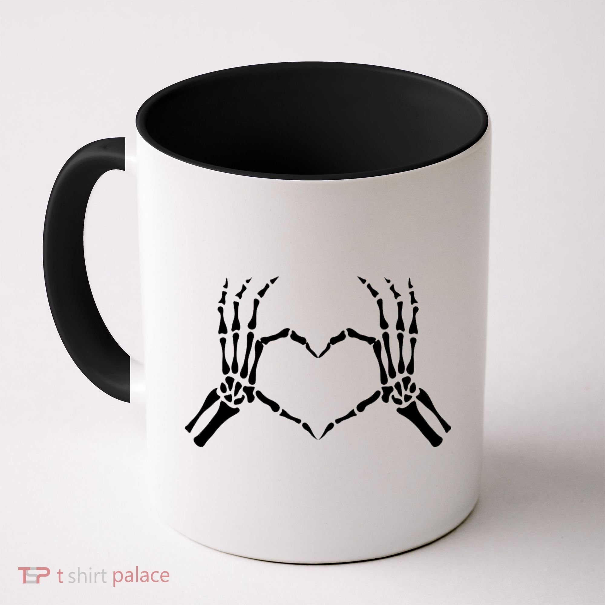 Skeletons Hands Shaped Heart Halloween Coffee Mug