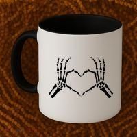 Skeletons Hands Shaped Heart Halloween Coffee Mug thumb 2