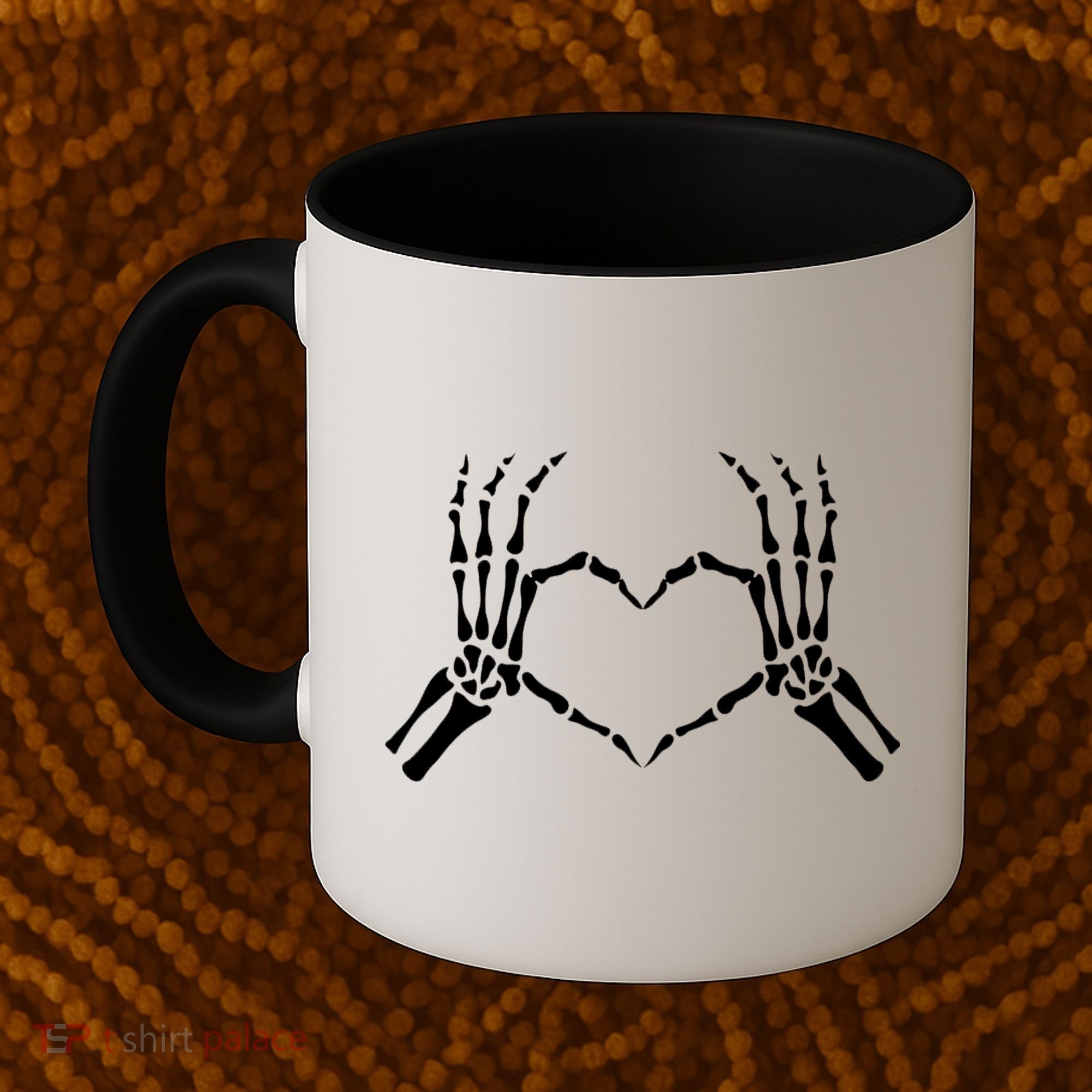 Skeletons Hands Shaped Heart Halloween Coffee Mug