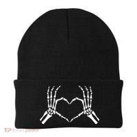 Skeletons Hands Shaped Heart Halloween Beanie thumb 0