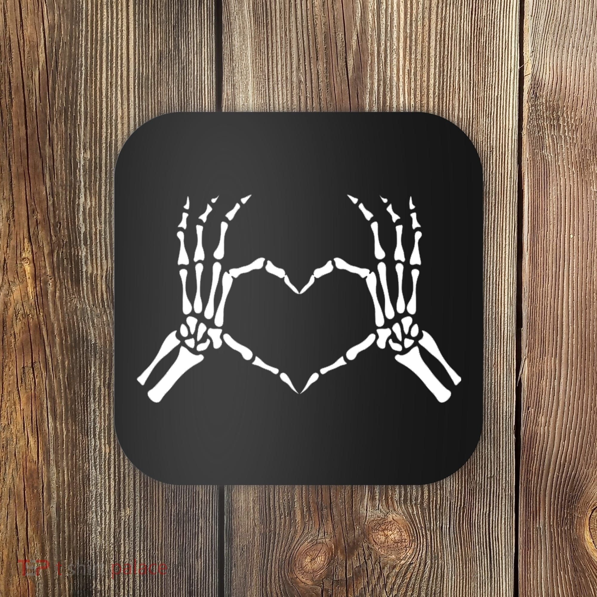 Skeletons Hands Shaped Heart Halloween Coaster