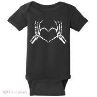 Skeletons Hands Shaped Heart Halloween Baby Bodysuit thumb 0
