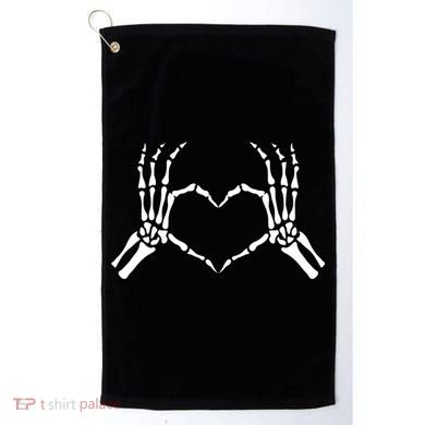 Skeletons Hands Shaped Heart Halloween Golf Towel