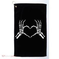 Skeletons Hands Shaped Heart Halloween Golf Towel thumb 0