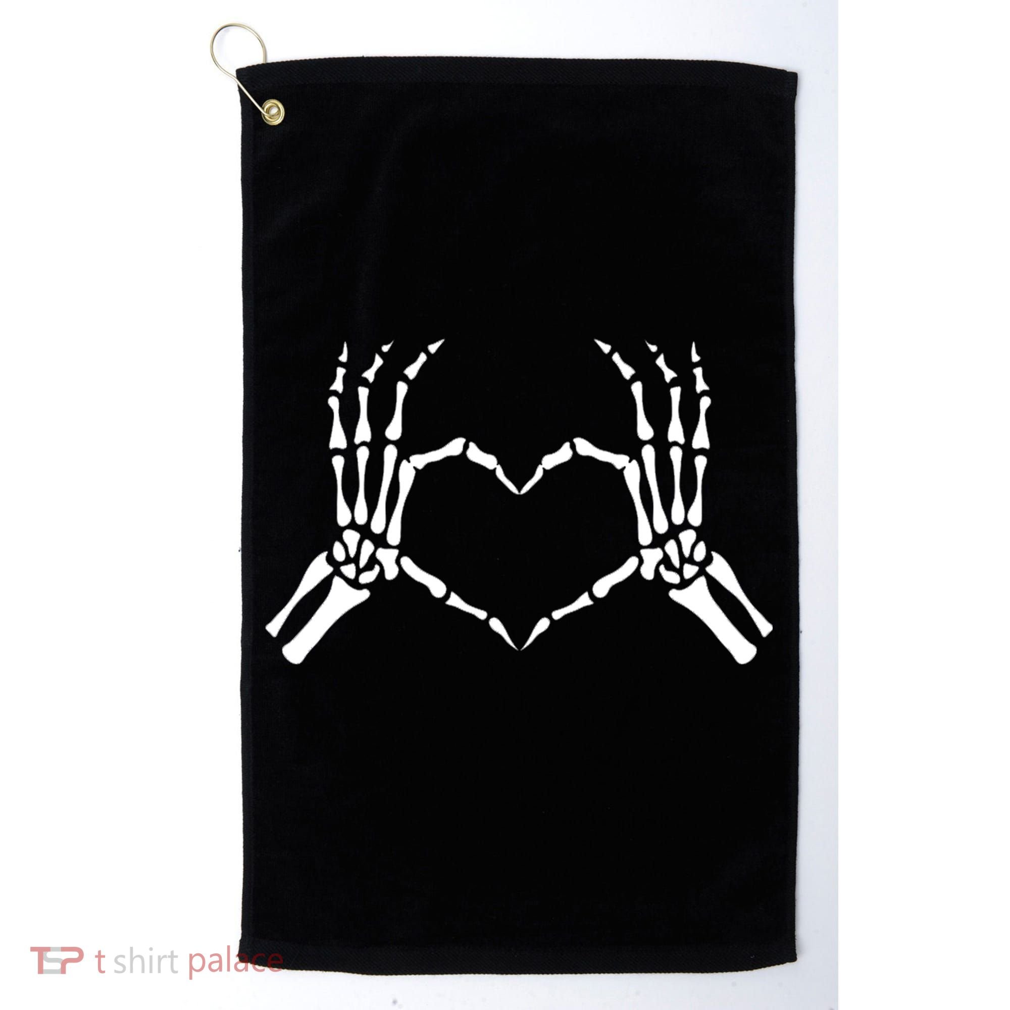 Skeletons Hands Shaped Heart Halloween Golf Towel