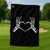 Skeletons Hands Shaped Heart Halloween Golf Towel thumb 1