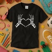 Skeletons Hands Shaped Heart Halloween Kids T-Shirt thumb 3