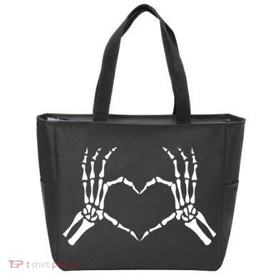 Skeletons Hands Shaped Heart Halloween Tote Bag