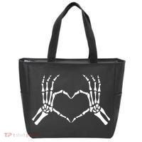 Skeletons Hands Shaped Heart Halloween Tote Bag thumb 0