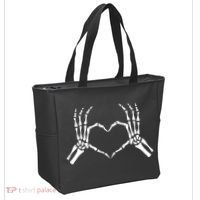 Skeletons Hands Shaped Heart Halloween Tote Bag thumb 2