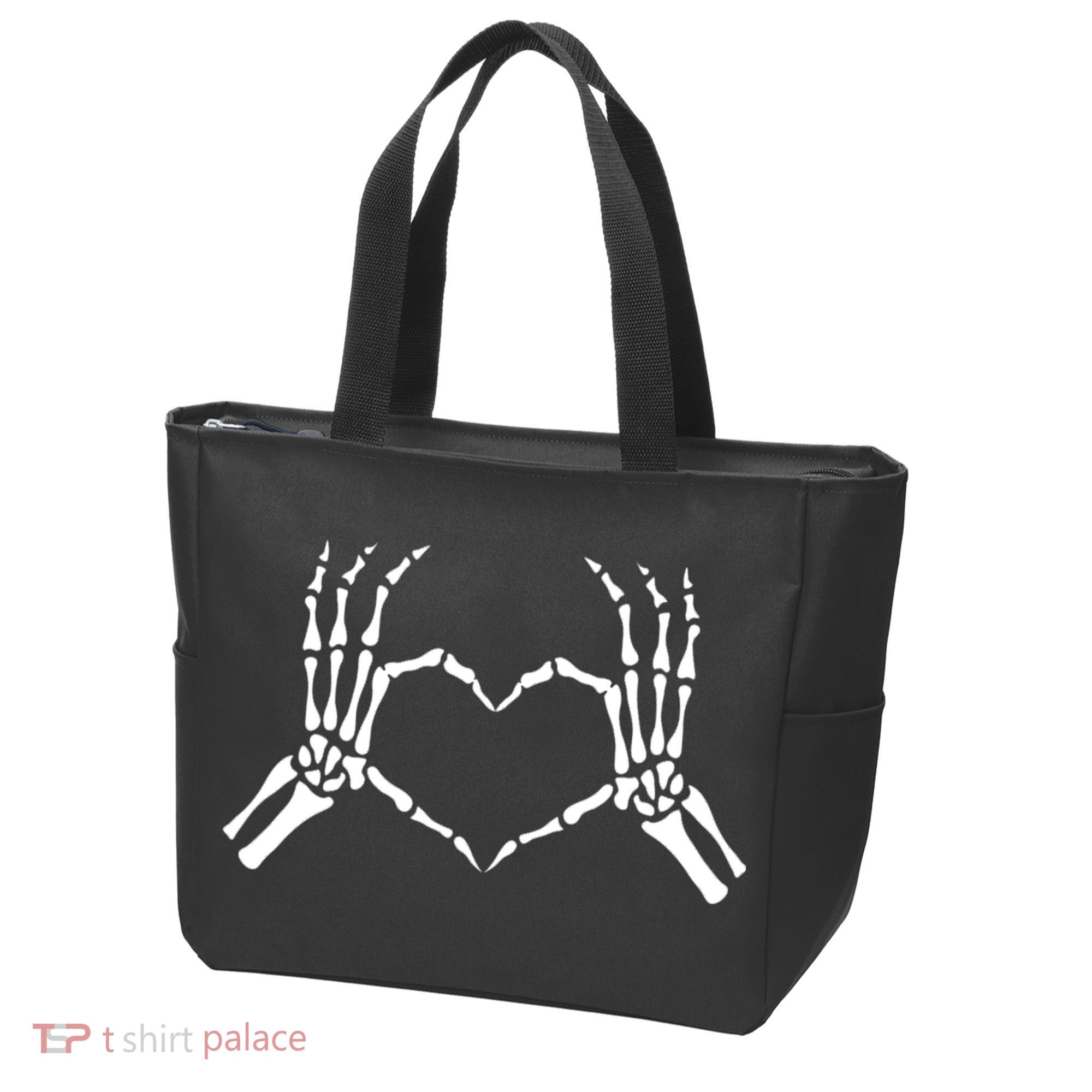 Skeletons Hands Shaped Heart Halloween Tote Bag