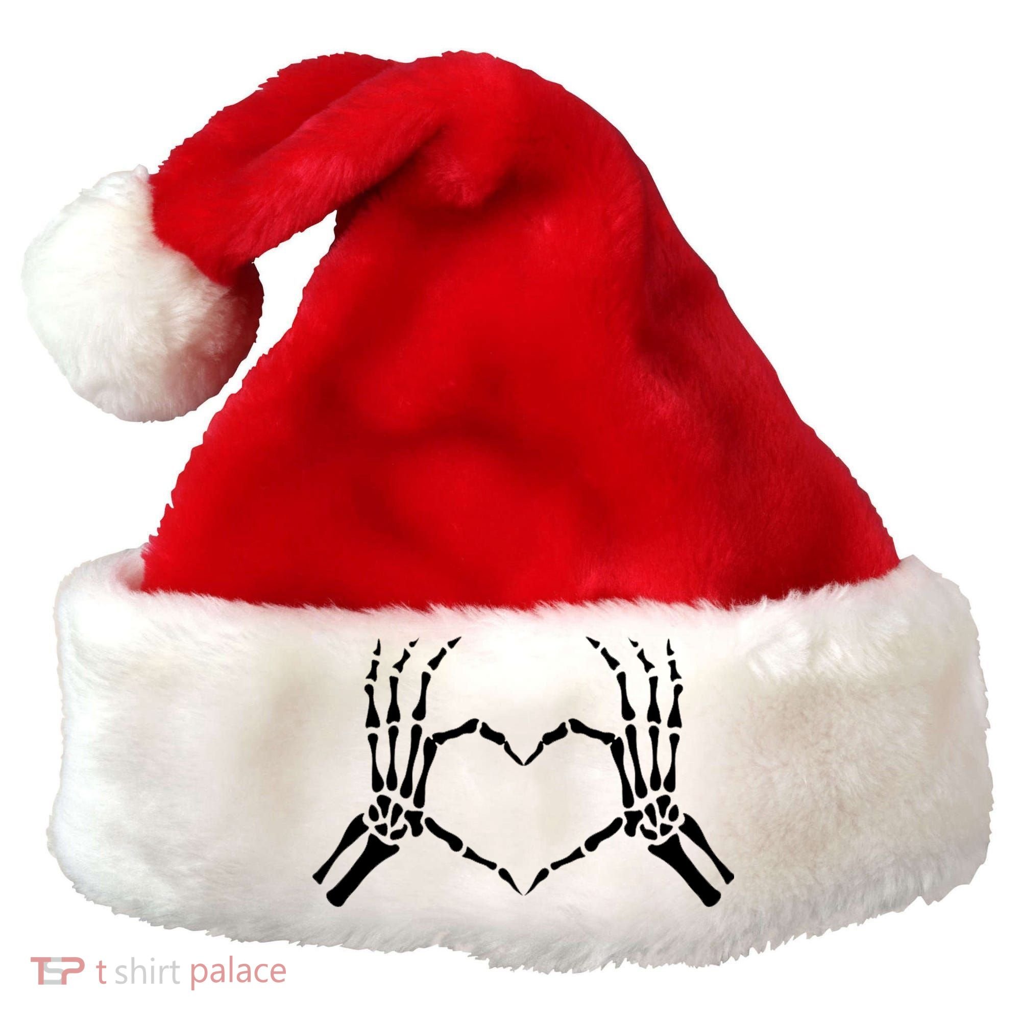 Skeletons Hands Shaped Heart Halloween Santa Hat