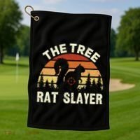 Squirrel Hunter The Tree Rat Slayer Retro Squirrel Hunting Gift Golf Towel thumb 1
