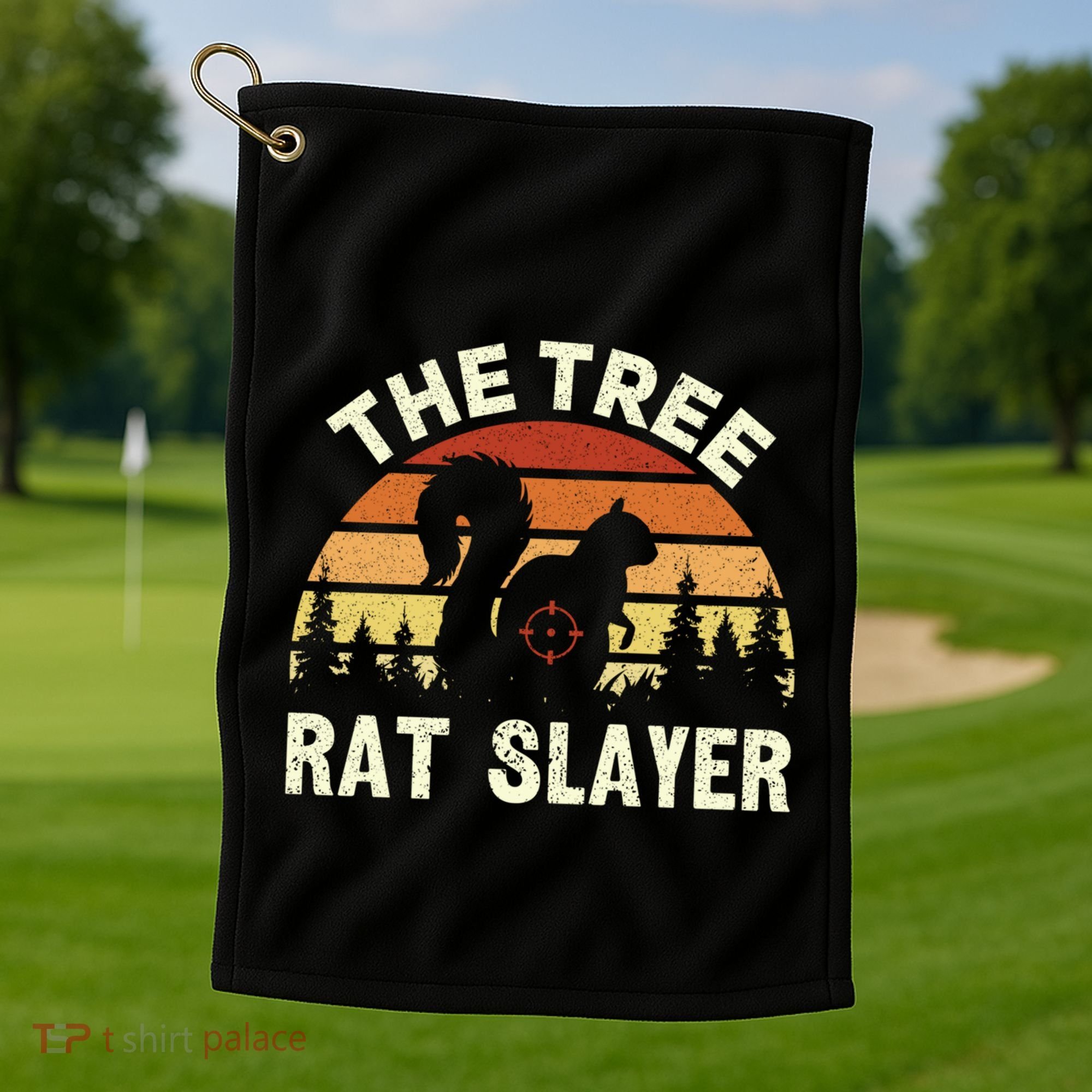 Squirrel Hunter The Tree Rat Slayer Retro Squirrel Hunting Gift Golf Towel