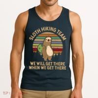 Sloth Hiking Team We Will Get There When We Get There Tank Top thumb 3