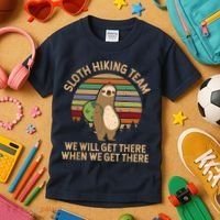 Sloth Hiking Team We Will Get There When We Get There Kids T-Shirt thumb 3