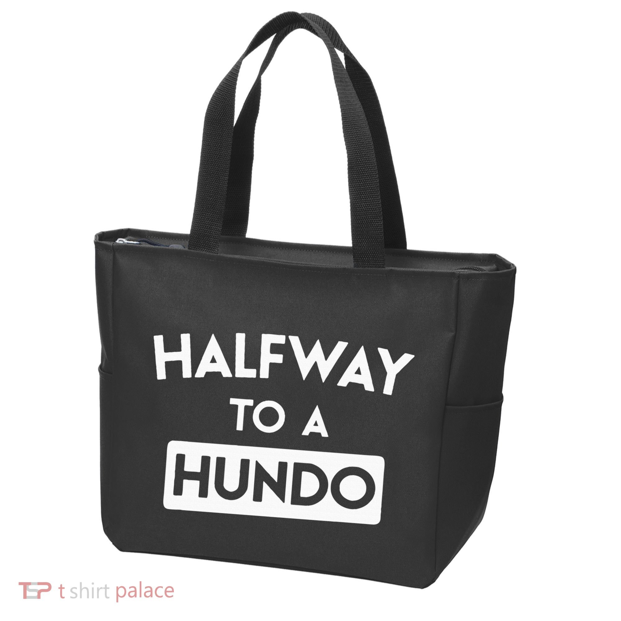 Simple Halfway To A Hundo Gag 50th Birthday Tote Bag