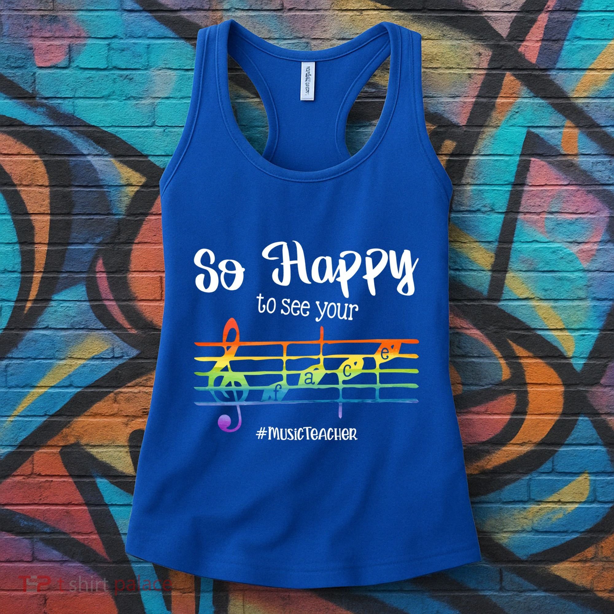 So Happy To See Your Face Back To School Funny Music Teacher Gift Women's Tank Top