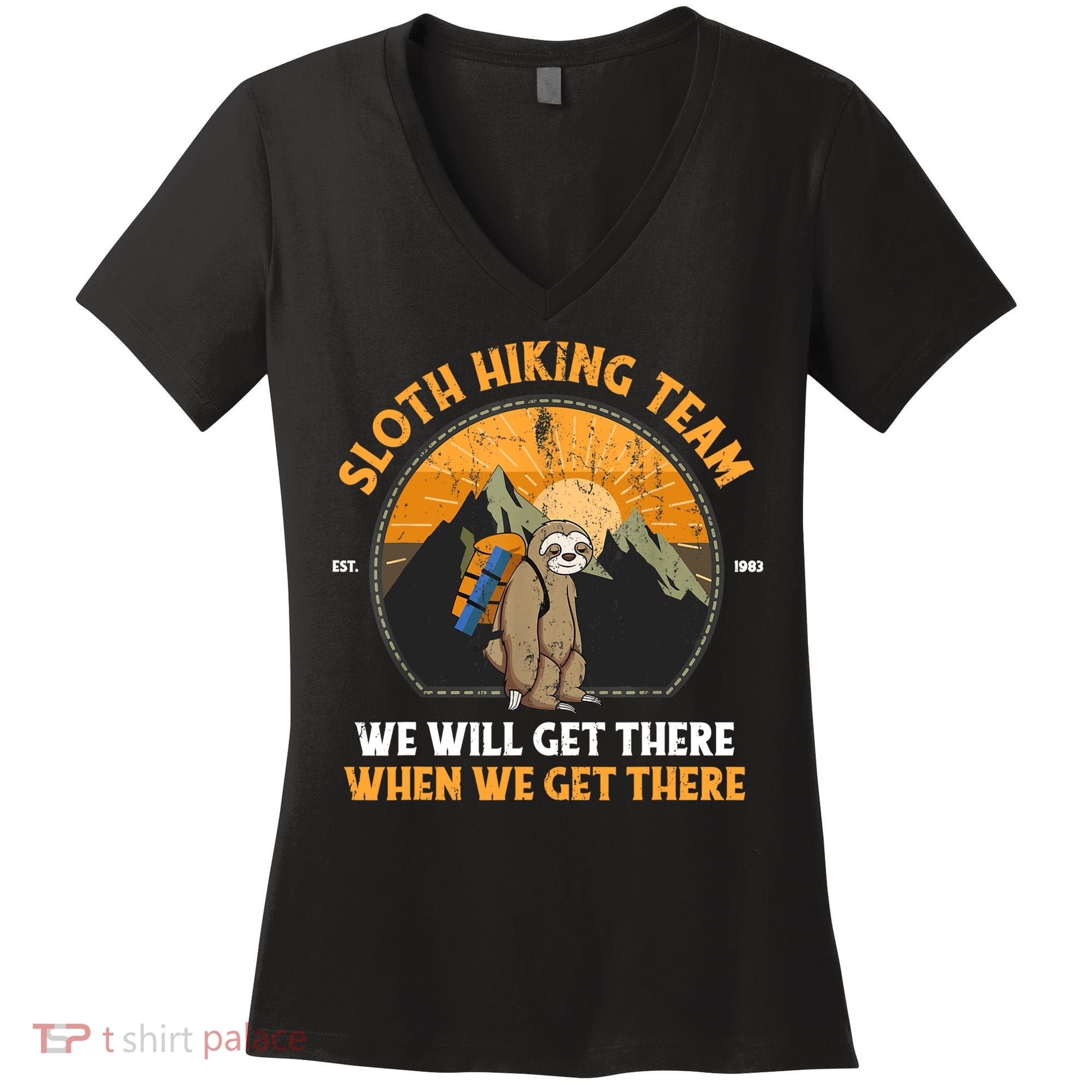 Sloth Hiking Tshirt, Sloth Hiking Team Tshirt TShirt Women's V-Neck T-Shirt