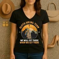 Sloth Hiking Tshirt, Sloth Hiking Team Tshirt TShirt Women's V-Neck T-Shirt thumb 3