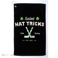 Saint Hat Tricks Funny St Patrick's Day Irish Hockey Club Gift Golf Towel thumb 0