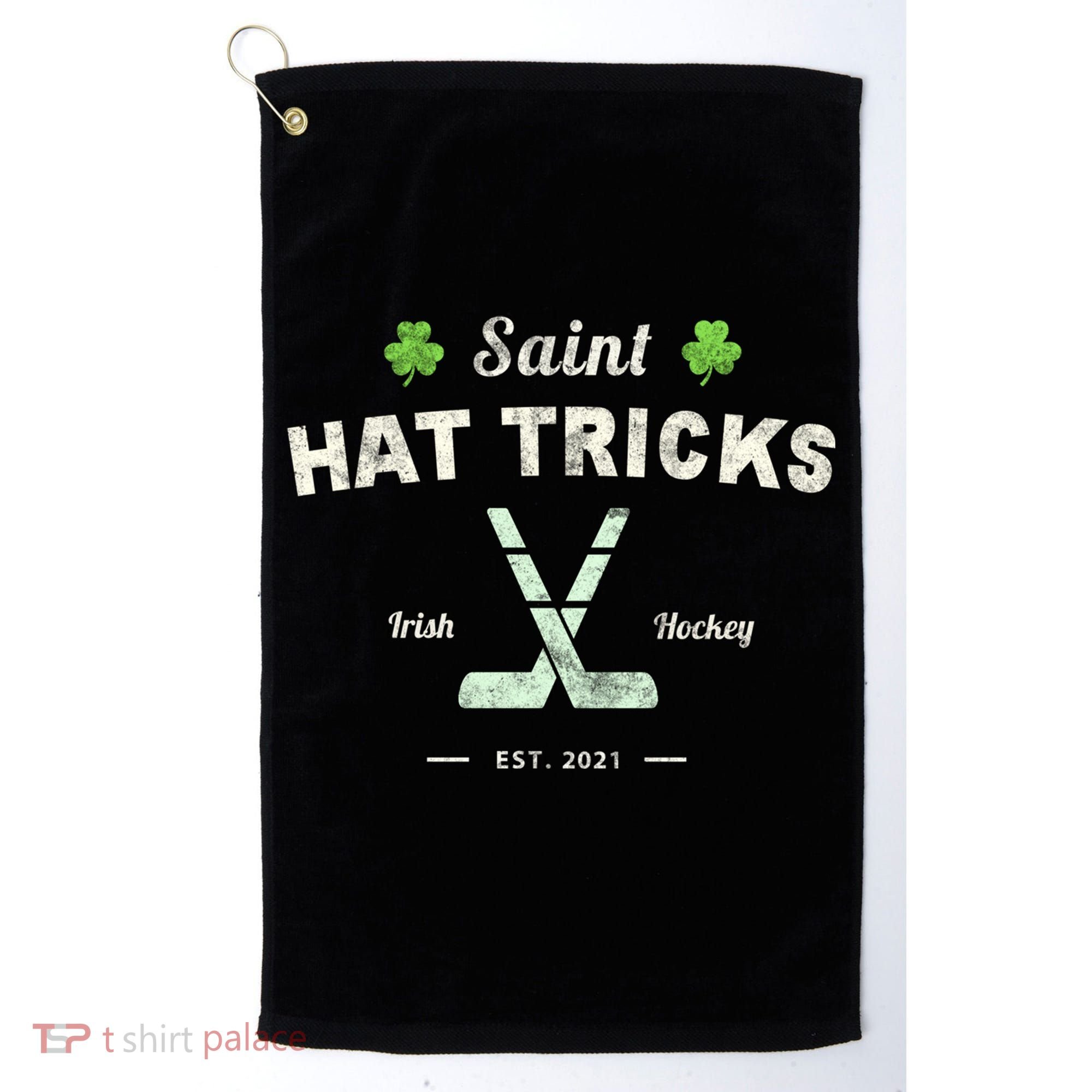 Saint Hat Tricks Funny St Patrick's Day Irish Hockey Club Gift Golf Towel