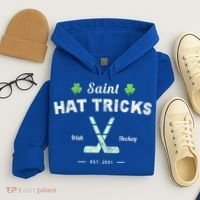 Saint Hat Tricks Funny St Patrick's Day Irish Hockey Club Gift Hoodie thumb 4