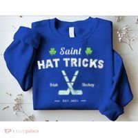 Saint Hat Tricks Funny St Patrick's Day Irish Hockey Club Gift Sweatshirt thumb 2