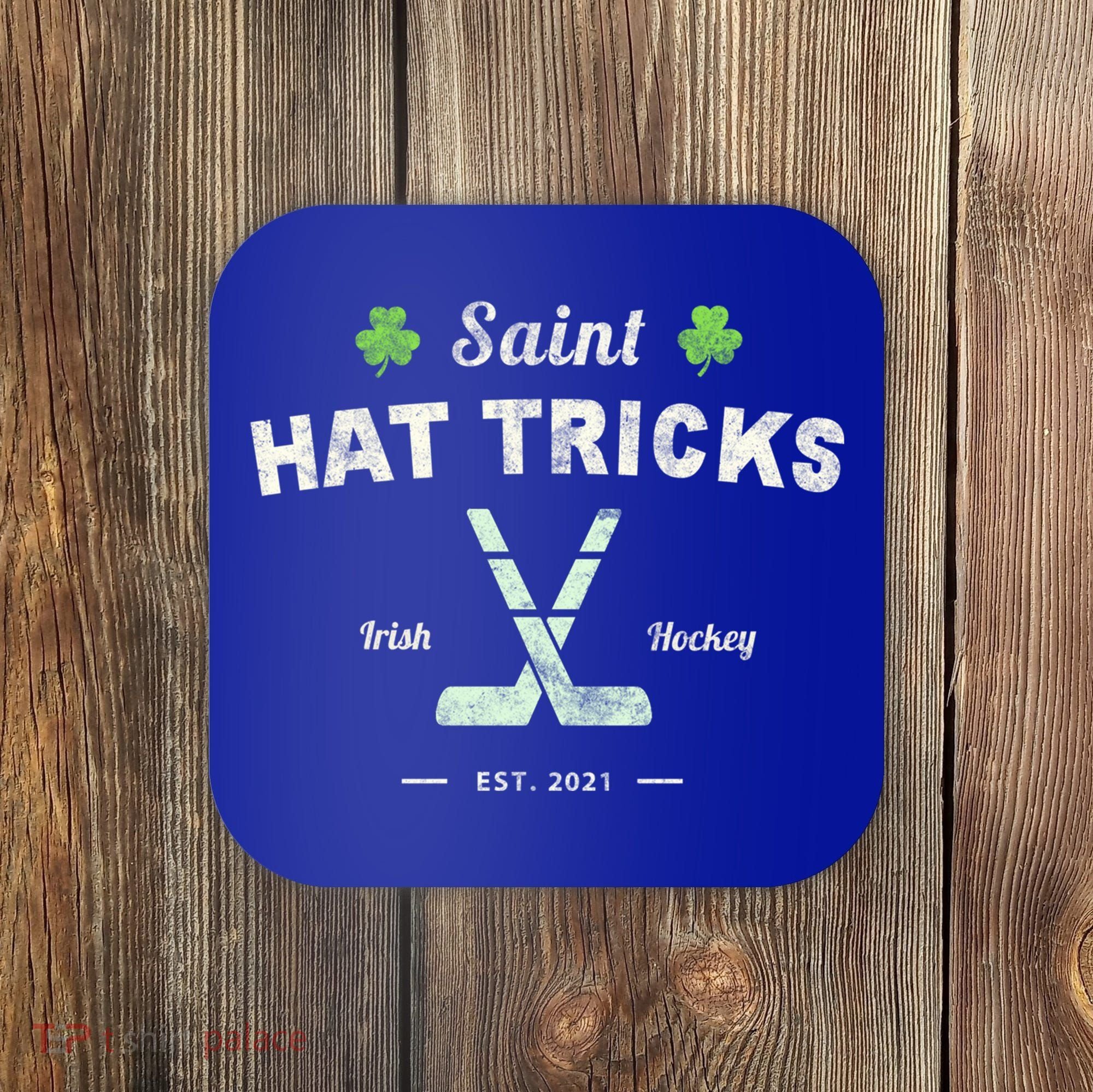 Saint Hat Tricks Funny St Patrick's Day Irish Hockey Club Gift Coaster