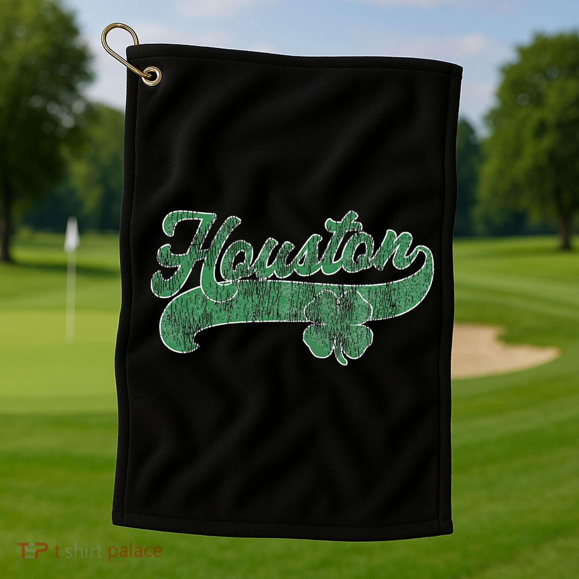 Shamrock Houston Texas Irish St. Patrick's Day Golf Towel