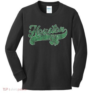 Shamrock Houston Texas Irish St. Patrick's Day Kids Long Sleeve Shirt