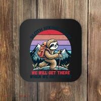 Sloth Hiking Team Hiking Gifts Funny Sloth Coaster thumb 0