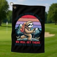 Sloth Hiking Team Hiking Gifts Funny Sloth Golf Towel thumb 1