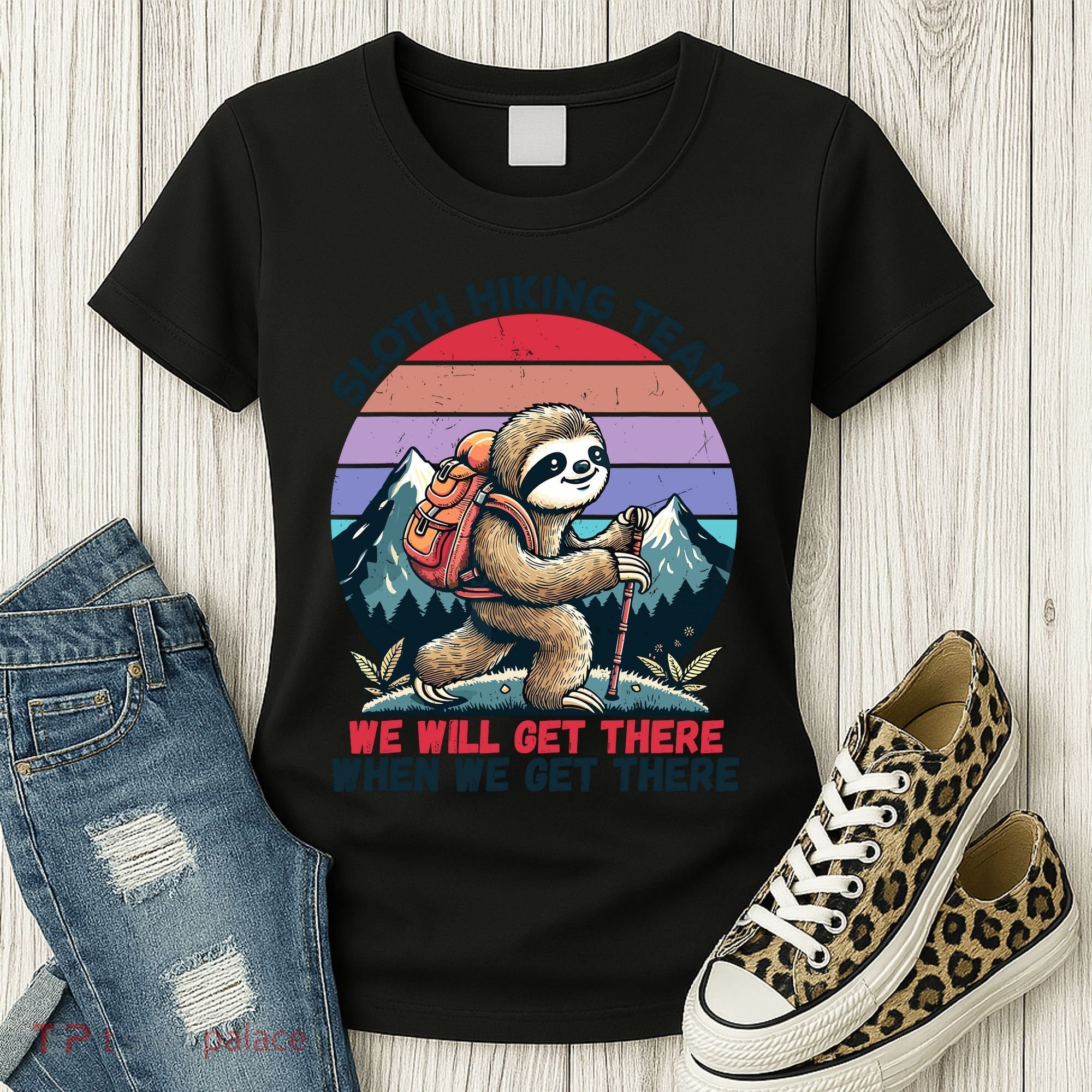 Sloth Hiking Team Hiking Gifts Funny Sloth Women's T-Shirt