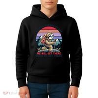Sloth Hiking Team Hiking Gifts Funny Sloth Kids Hoodie thumb 4