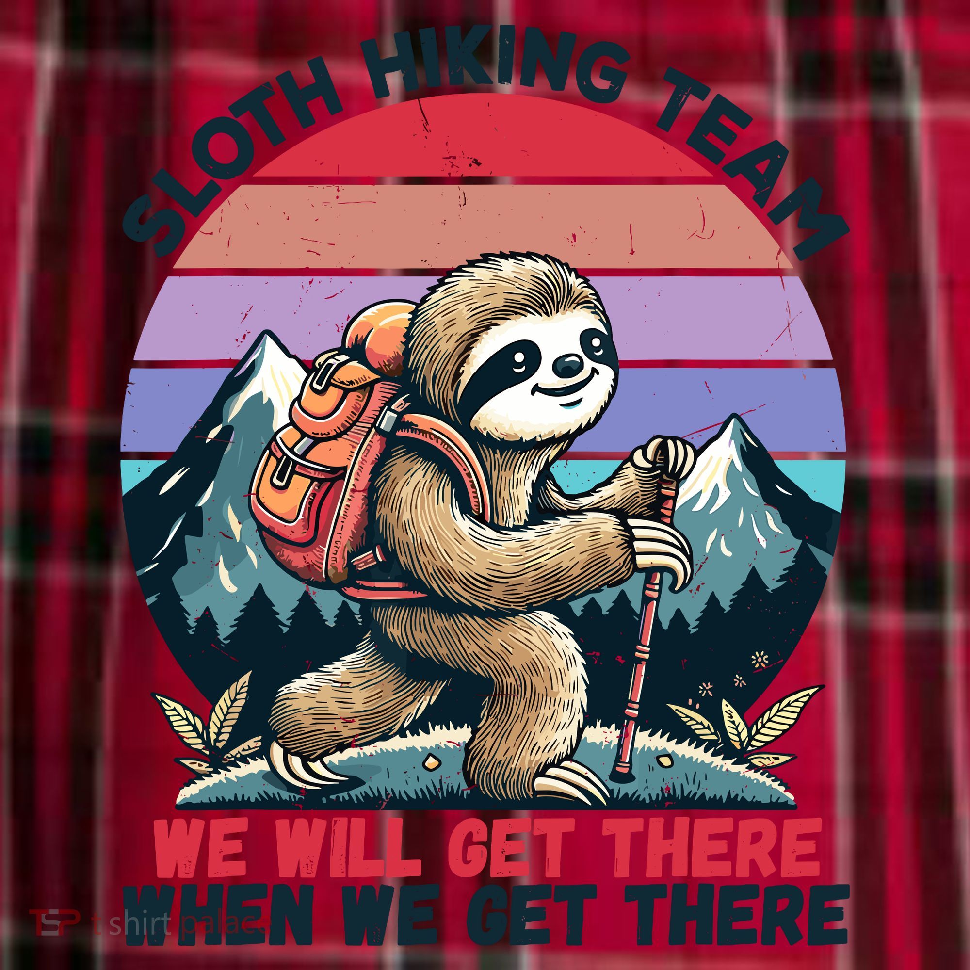 Sloth Hiking Team Hiking Gifts Funny Sloth Men's Flannel Plaid Pajama Pants