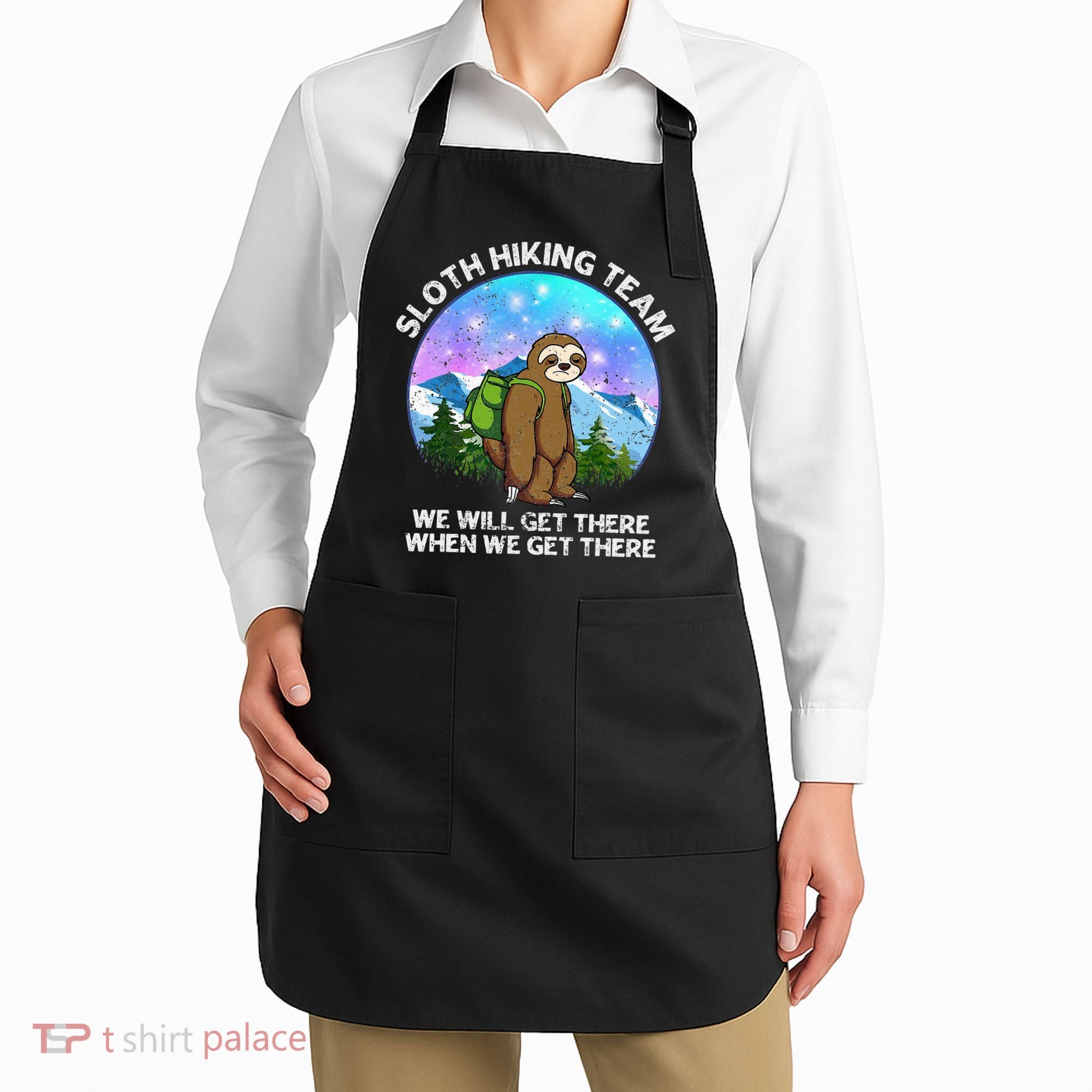 Sloth Hiking Team Funny Sloth Hiking Lover Apron