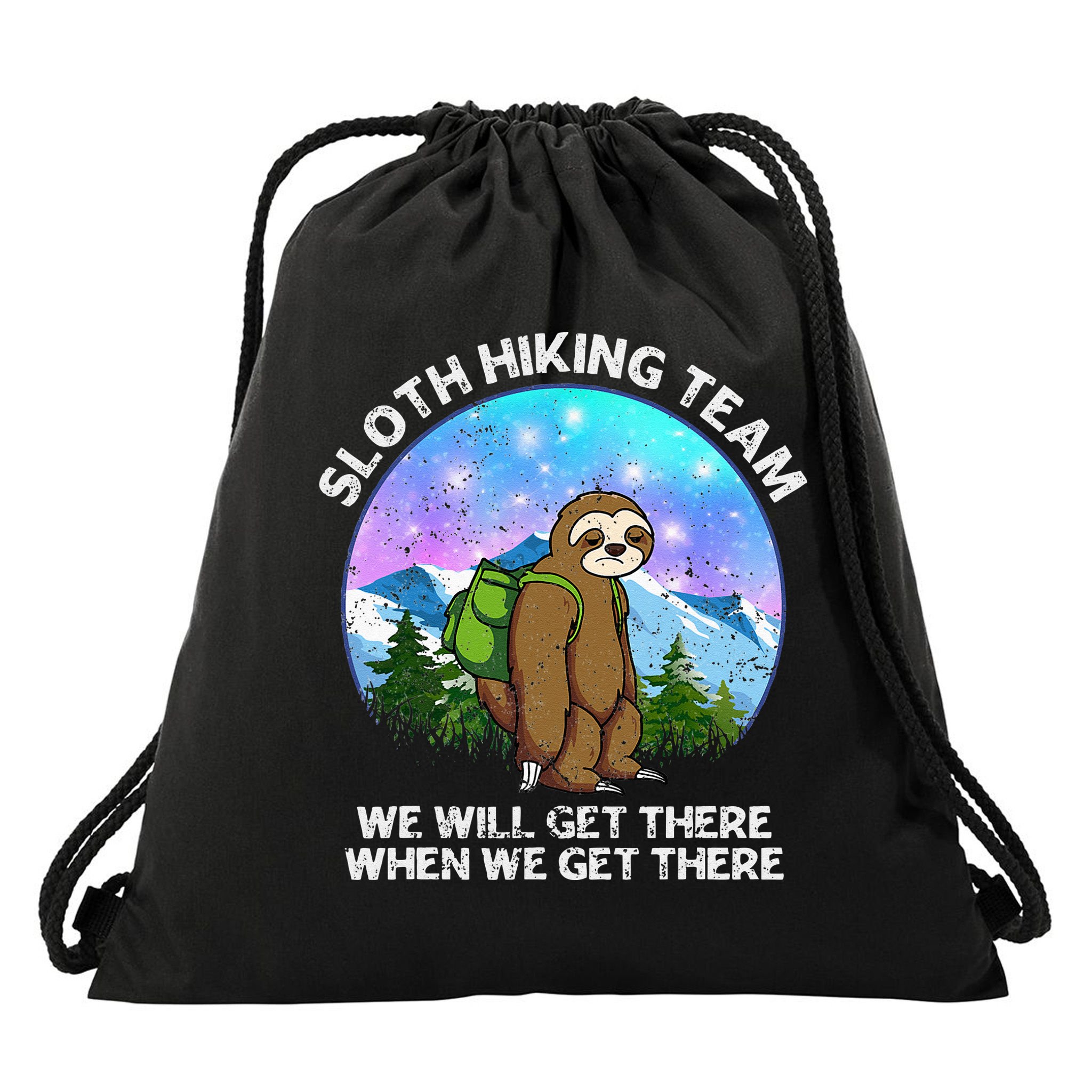 Sloth Hiking Team Funny Sloth Hiking Lover Drawstring Bag