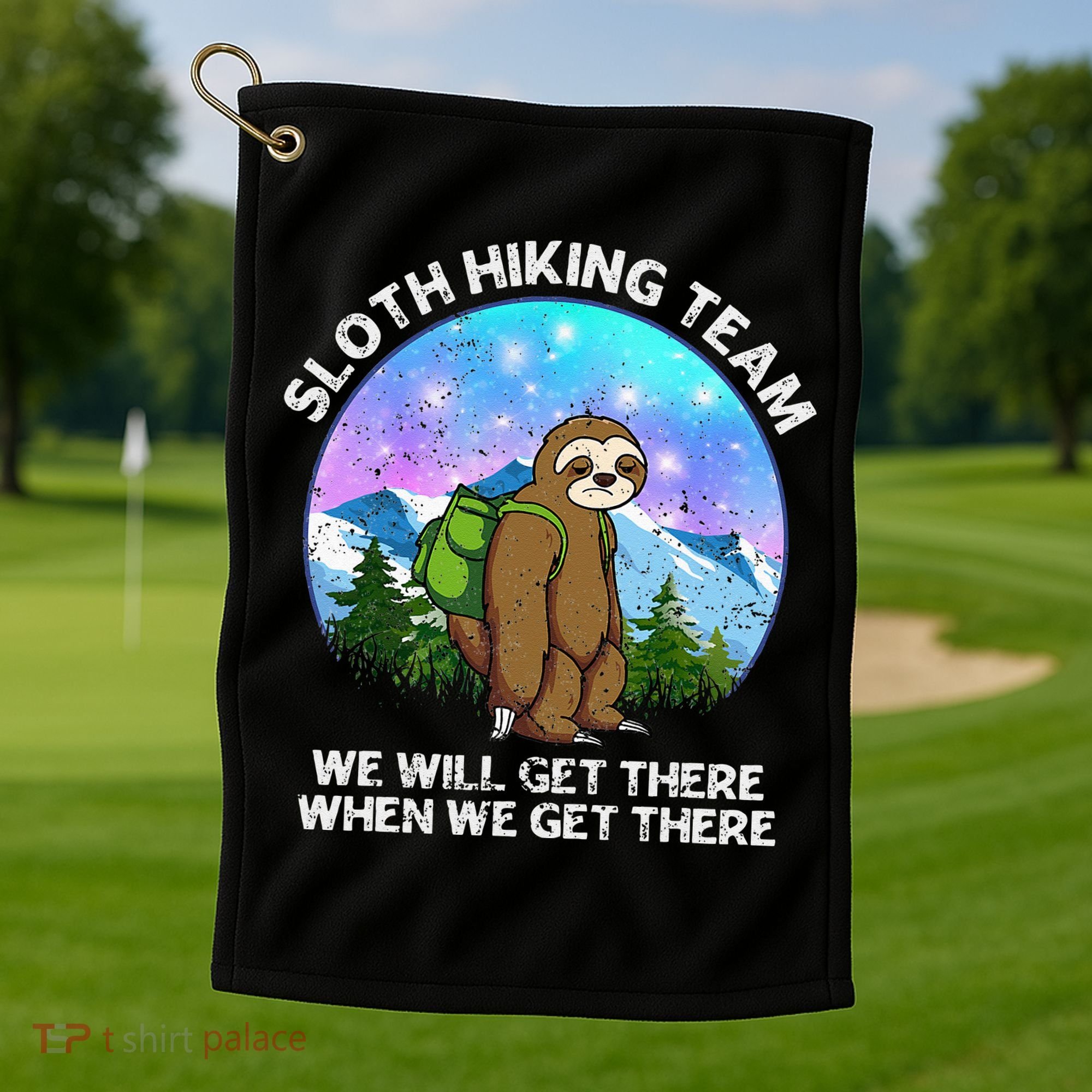 Sloth Hiking Team Funny Sloth Hiking Lover Golf Towel