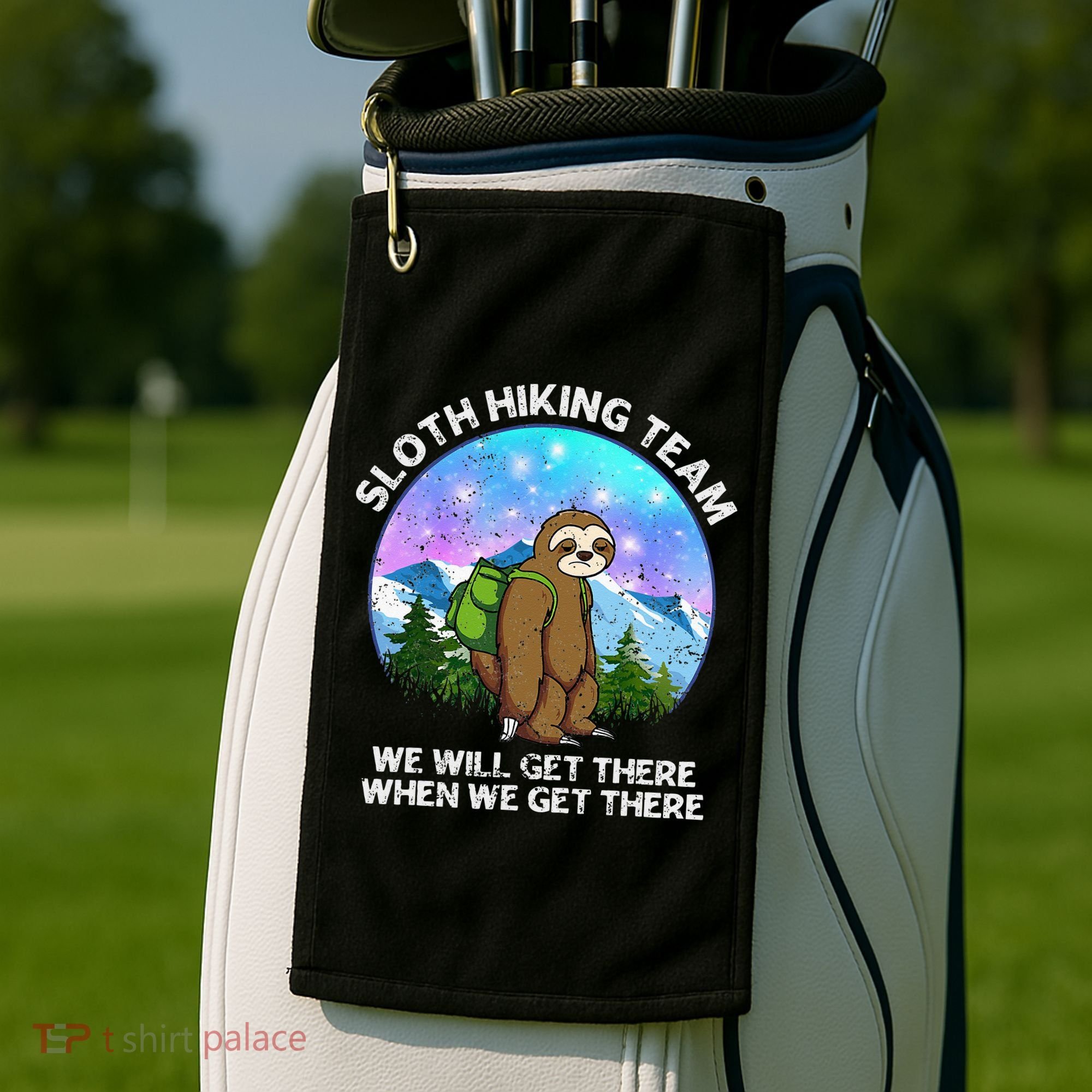Sloth Hiking Team Funny Sloth Hiking Lover Golf Towel