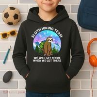 Sloth Hiking Team Funny Sloth Hiking Lover Kids Hoodie thumb 2