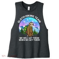 Sloth Hiking Team Funny Sloth Hiking Lover Women's Racerback Cropped Tank thumb 0
