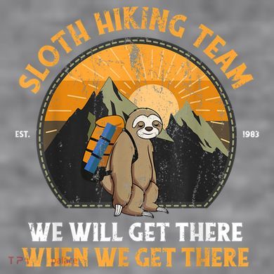 Sloth Hiking Team We Will Get There When We Get There Women's Racerback Cropped Tank