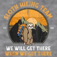 Sloth Hiking Team We Will Get There When We Get There Women's Racerback Cropped Tank thumb 2