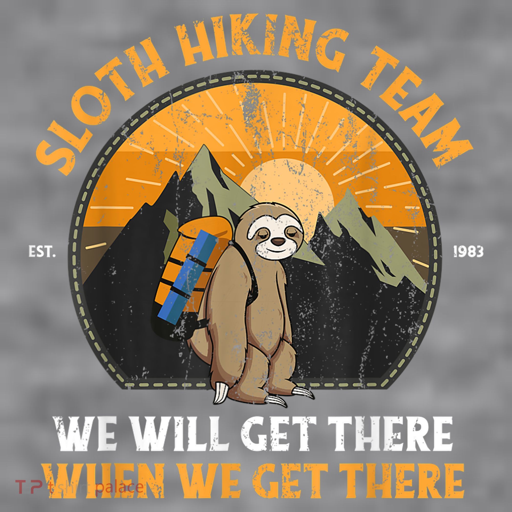 Sloth Hiking Team We Will Get There When We Get There Women's Racerback Cropped Tank