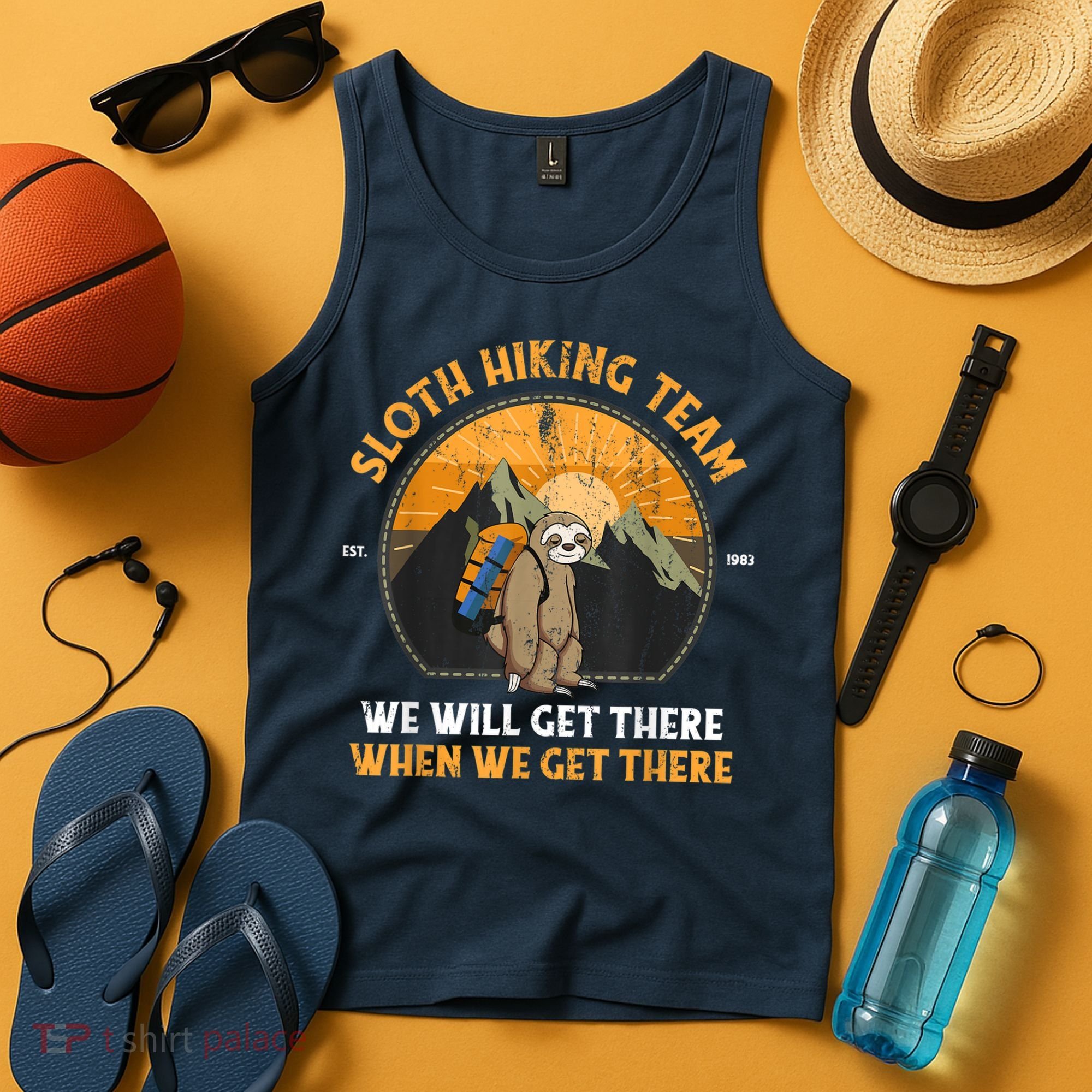 Sloth Hiking Team We Will Get There When We Get There Tank Top