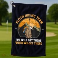 Sloth Hiking Team We Will Get There When We Get There Golf Towel thumb 1
