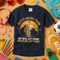 Sloth Hiking Team We Will Get There When We Get There Kids T-Shirt thumb 3